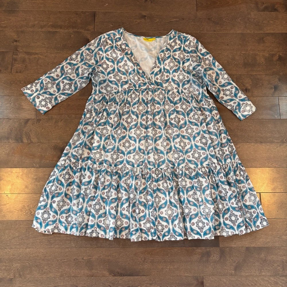 Roberta Roller Rabbit Elegant Blue Patterned Dres… - image 2